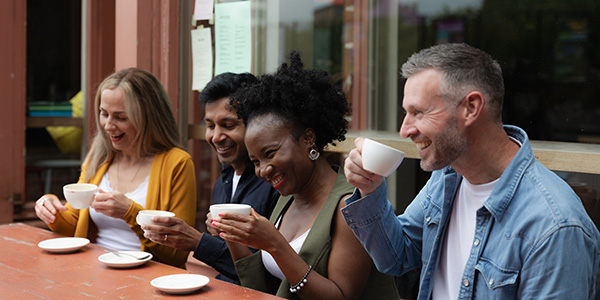 People having coffee